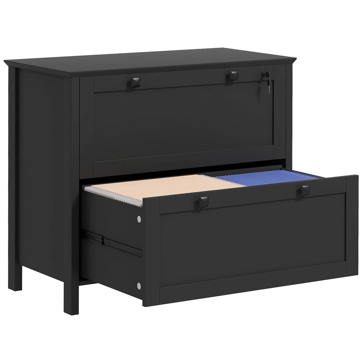 HOMCOM 2 Drawer File Cabinet with Lock, for Home Office, Black