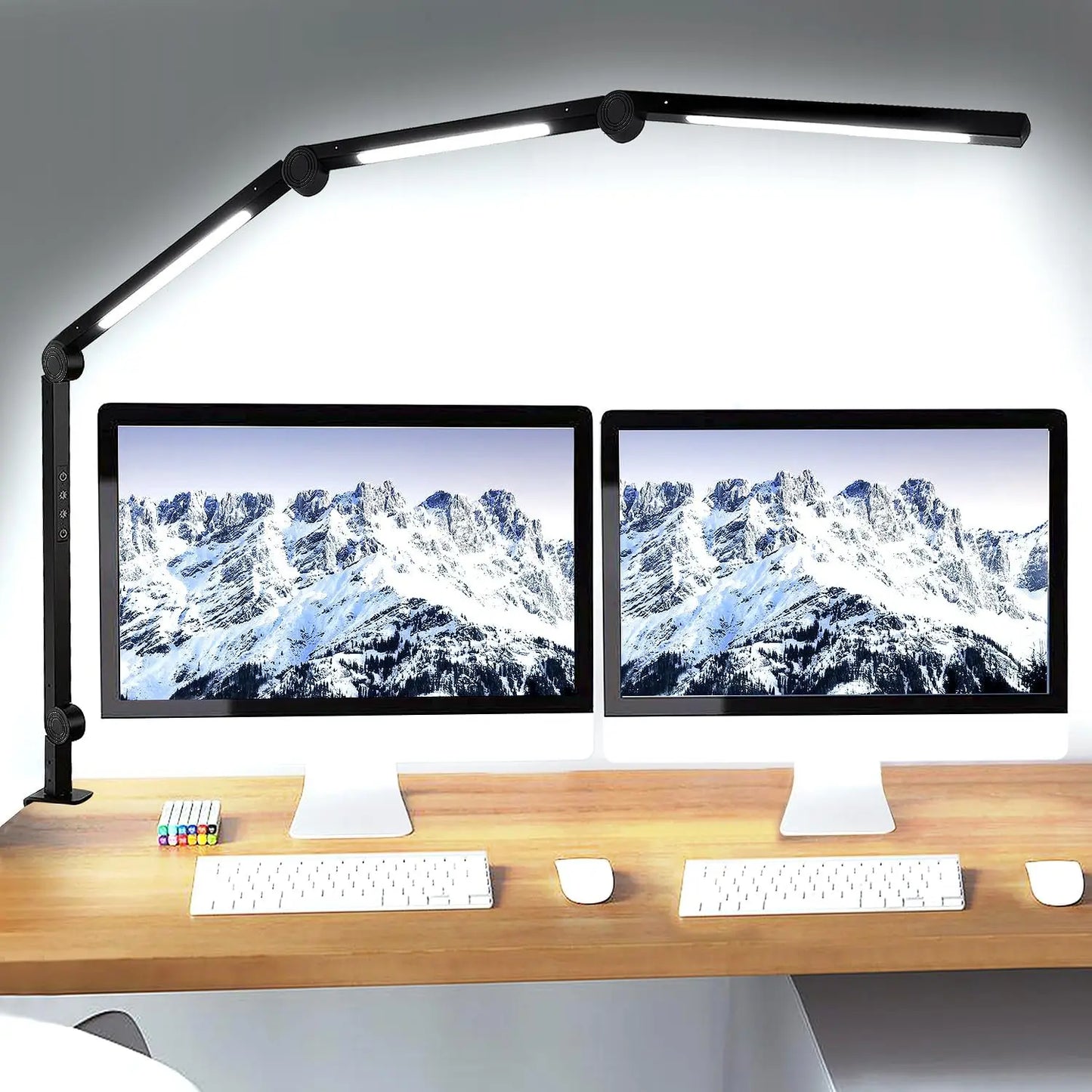 LED Desk Lamp with Clamp Swing Arm,4 Color Modes & 5 Brightness