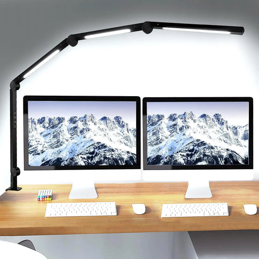 LED Desk Lamp with Clamp Swing Arm,4 Color Modes & 5 Brightness