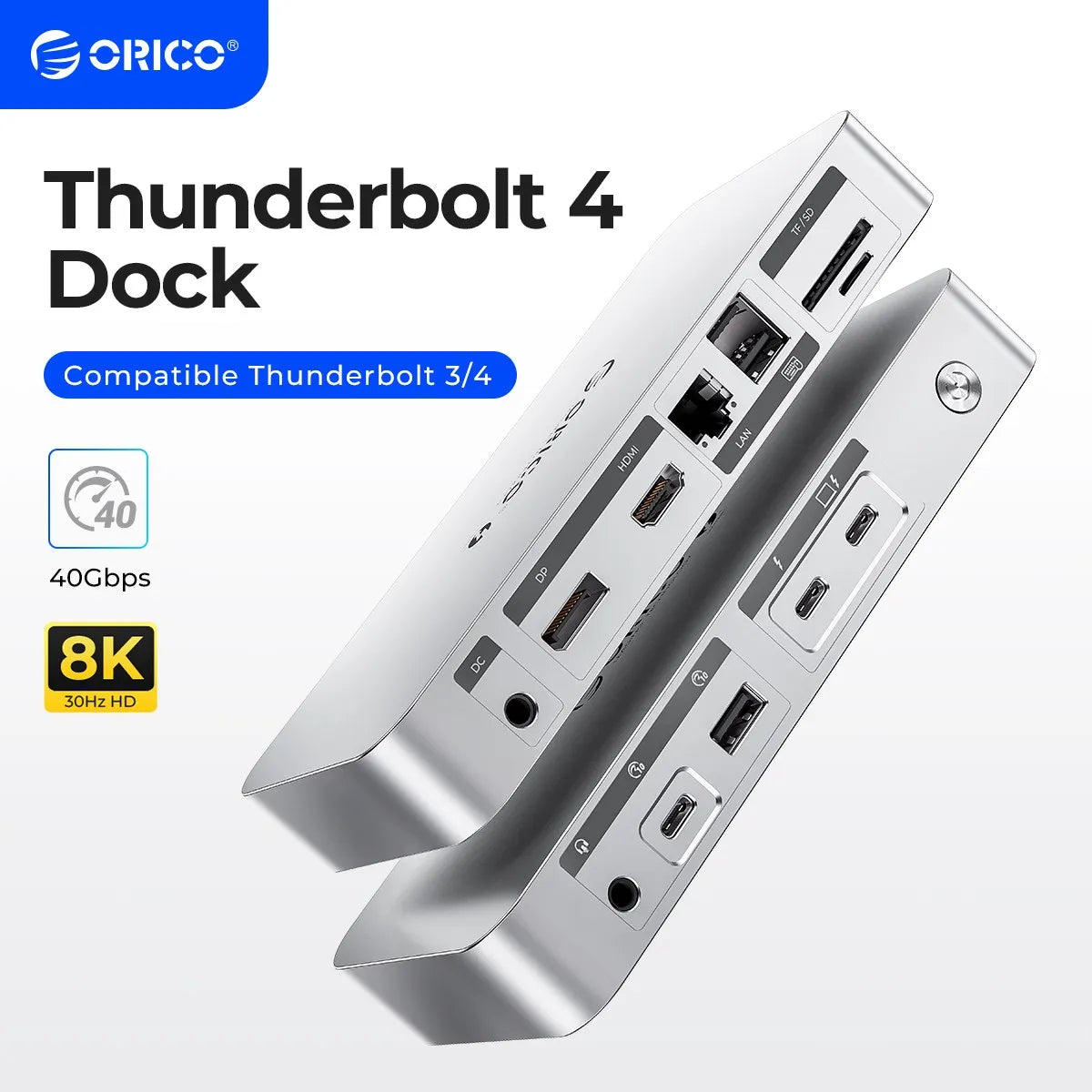 ORICO Thunderbolt 4 Docking Station Adapter 8K@30Hz USB 3.2 Gen2 HUB Splitter