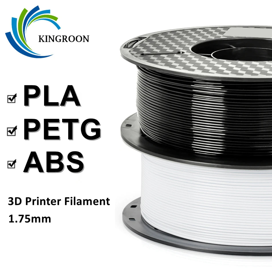 KINGROON 10KG PLA/ ABS/ PETG Filament 1.75mm Black White Gray, 10 Rolls