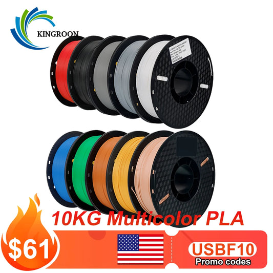 10KG/22LBS Multicolor PLA filament 1KG/Roll 1.75mm For 3D Printer