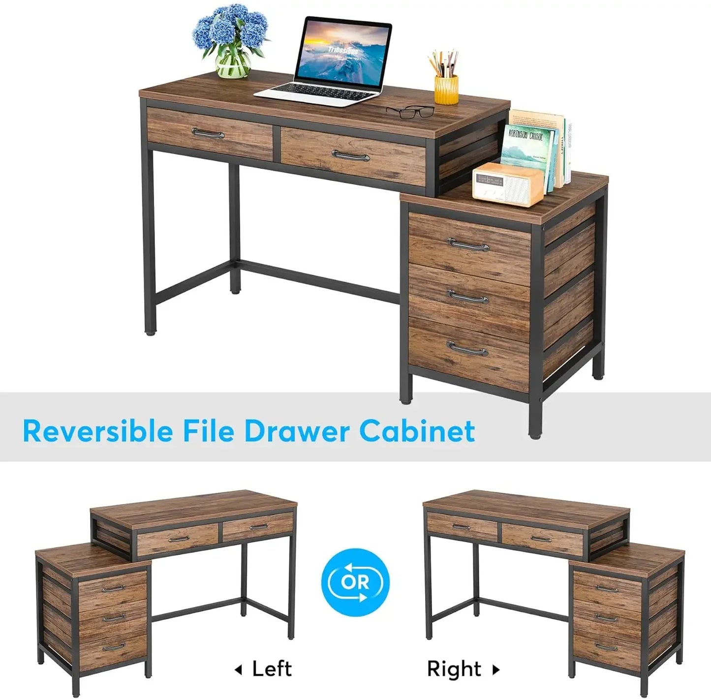 Tribesigns Computer Desk with 5 Drawers, Home Office Desks