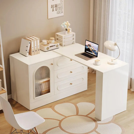 78 L Shaped Desk with Storage, 3 Drawers & Cabinet
