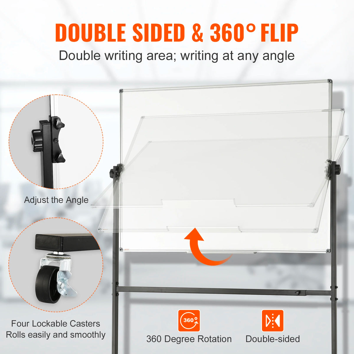 VEVOR Rolling Magnetic Whiteboard Double-Sided 360° Reversible