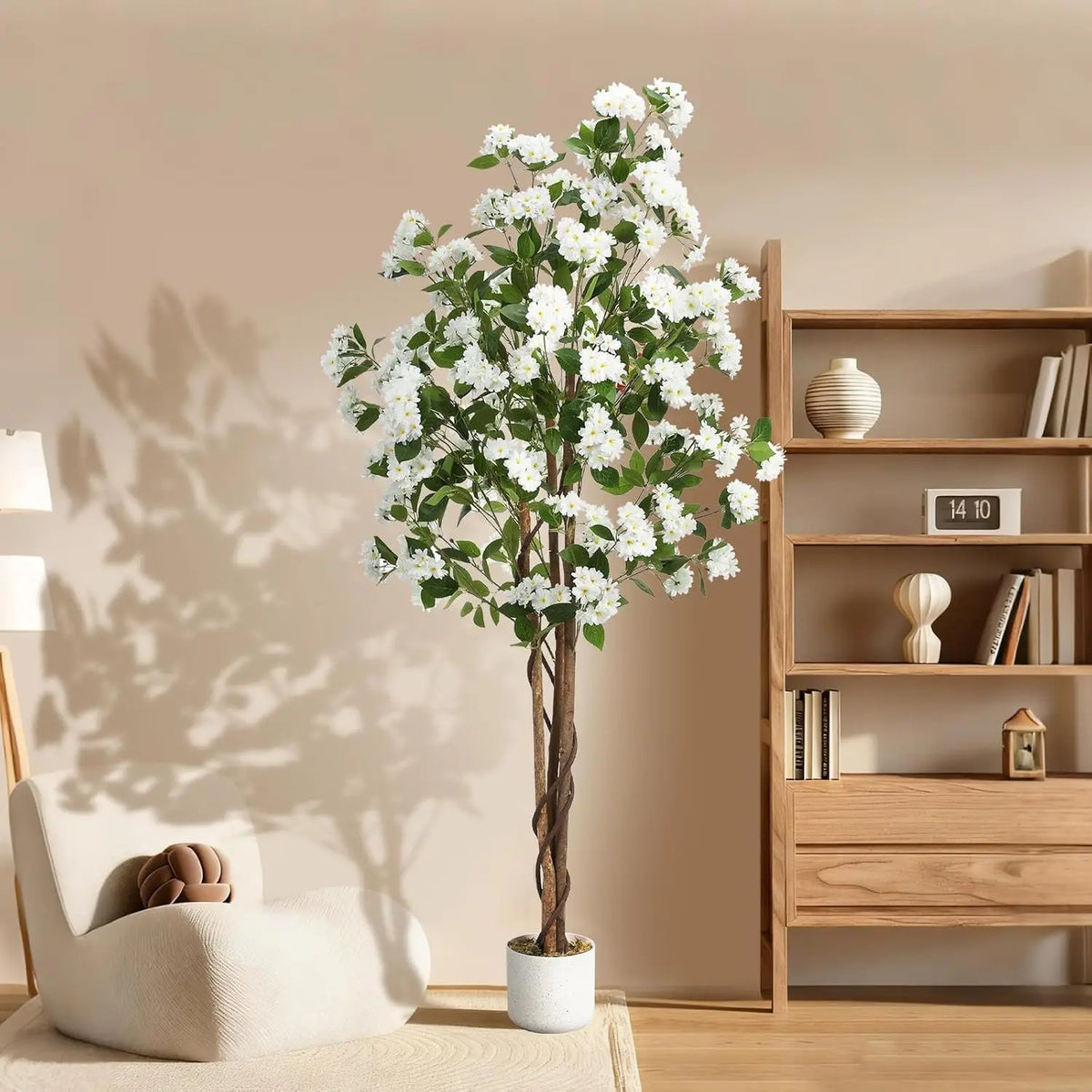 Artificial Osmanthus Tree, in Planter with Lifelike Flowers