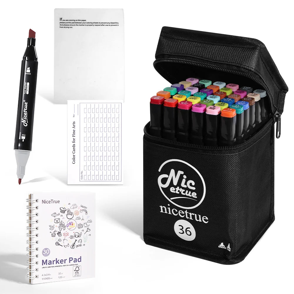 Nicetrue 24-168 Colors Alcohol Markers Set Vibrant High-Pigment