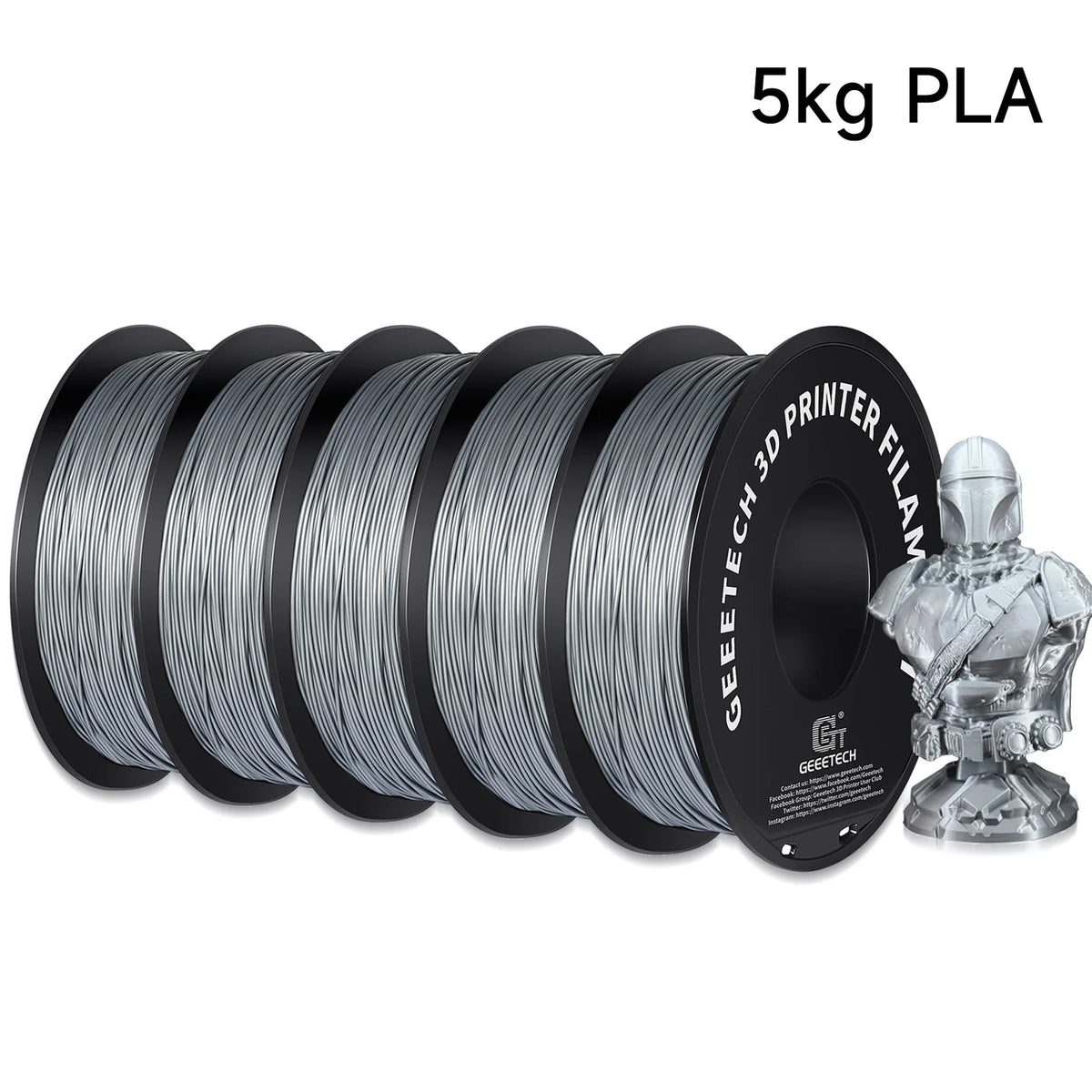 Geeetech 5Kg Standard PLA Filament 1.75mm, Multiple Colour