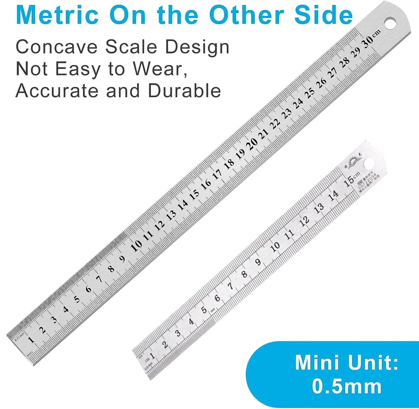 Stainless Steel Double Side Straight Ruler School Office Supplies