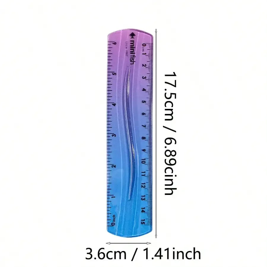 20cm/15cm Flexible Soft Ruler Gradient Rainbow Color for Office School