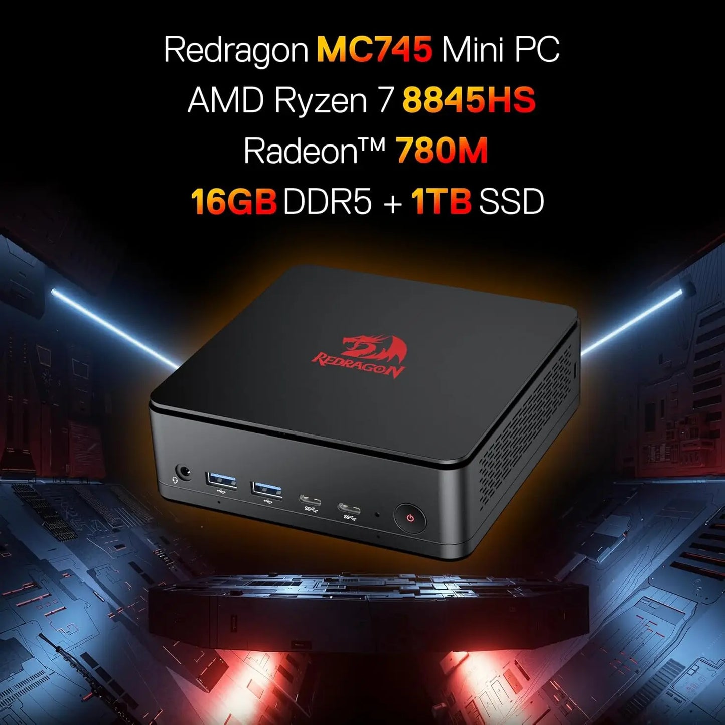 Redragon MPC745 Mini PC AMD Ryzen 7 8845HS Processor & 16GB DDR