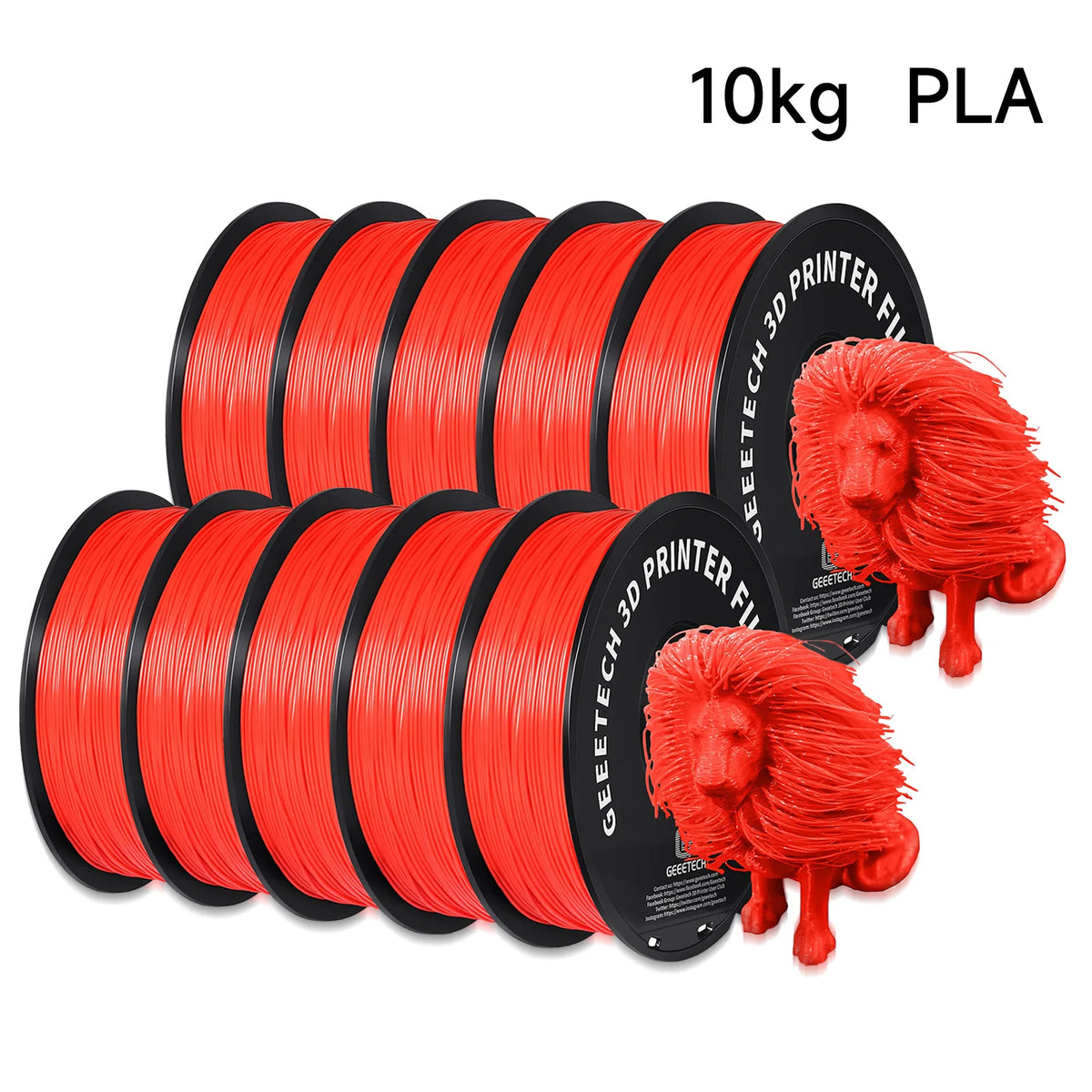 GEEETECH 10Kg In One Box Matte/PETG/Silk PLA/TPU/ABS 3D PLA Filament 1.75mm
