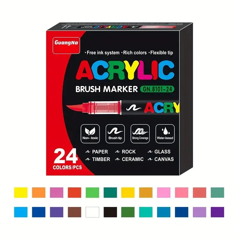 Acrylic Paint Markers,Waterproof Brush Tip Pen Quick Dry
