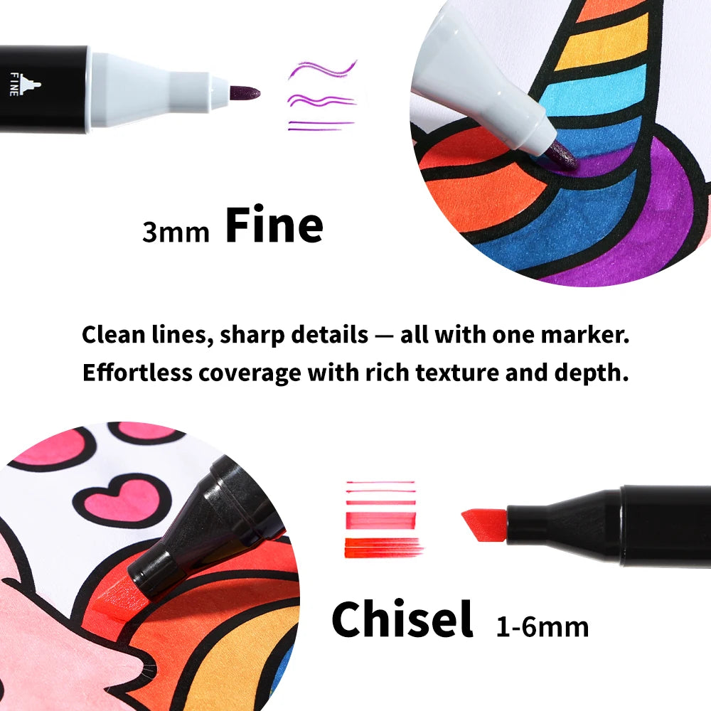 Nicetrue 24-168 Colors Alcohol Markers Set Vibrant High-Pigment