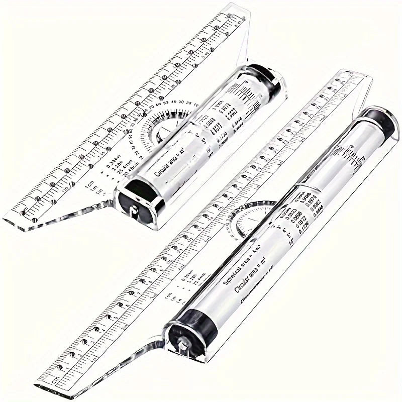 2Pcs Plastic Ruler Drawing Roller Ruler Multi-functional