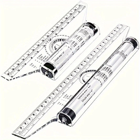 2Pcs Plastic Ruler Drawing Roller Ruler Multi-functional
