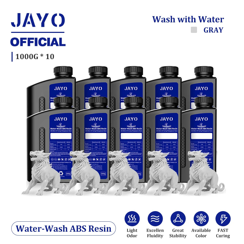JAYO Water Wash  405nm UV Resin 10kg ABS Like 3D Printer Resin 405nm UV Standard Rapid Photopolymer Resin for LCD/DLP/SLA