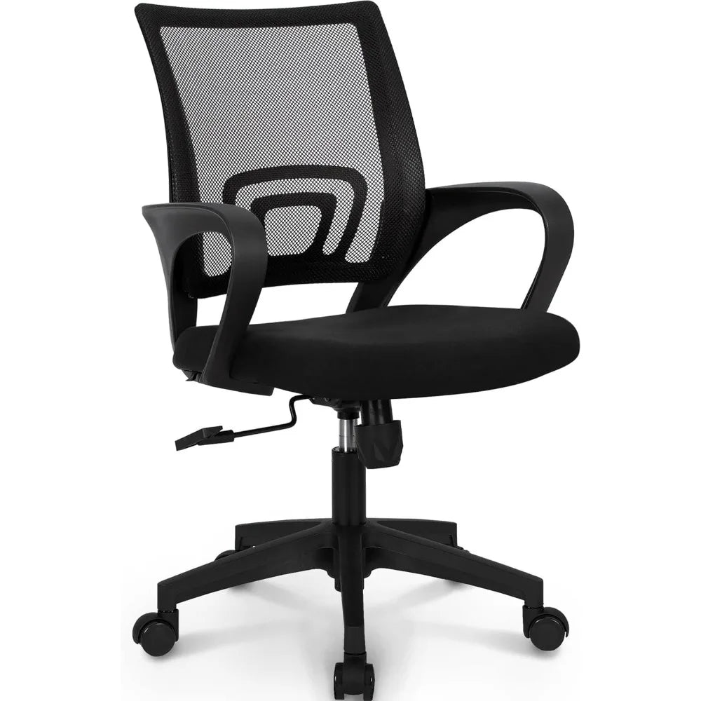 Black Mesh Gaming Office Chair Mid Back Lumbar Support Adjustable Height