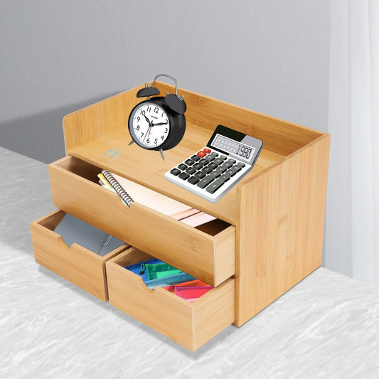 Tabletop Storage Organization Box Bamboo Desk Organizer