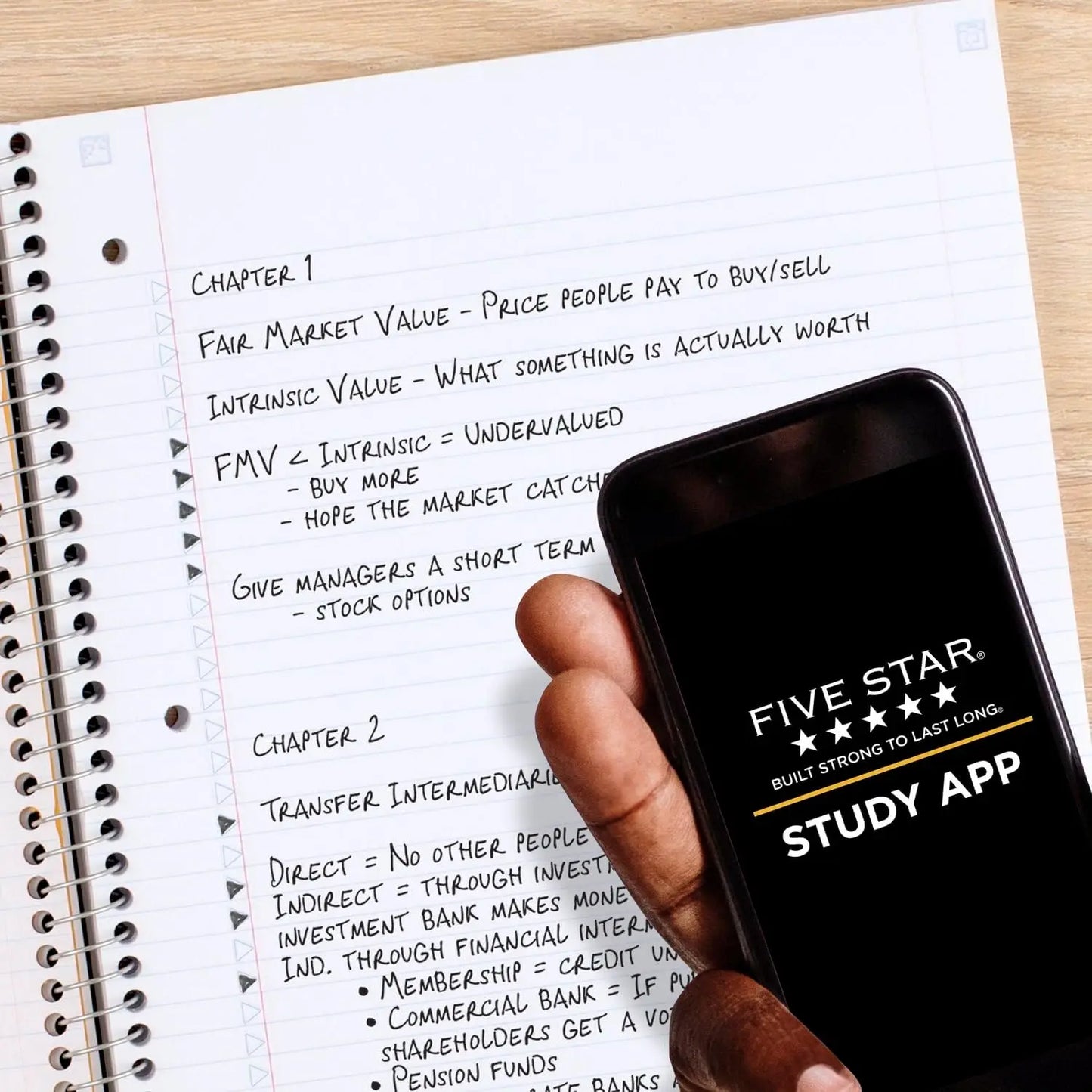 5 Subject Spiral Notebook with Study App, 200 Sheets