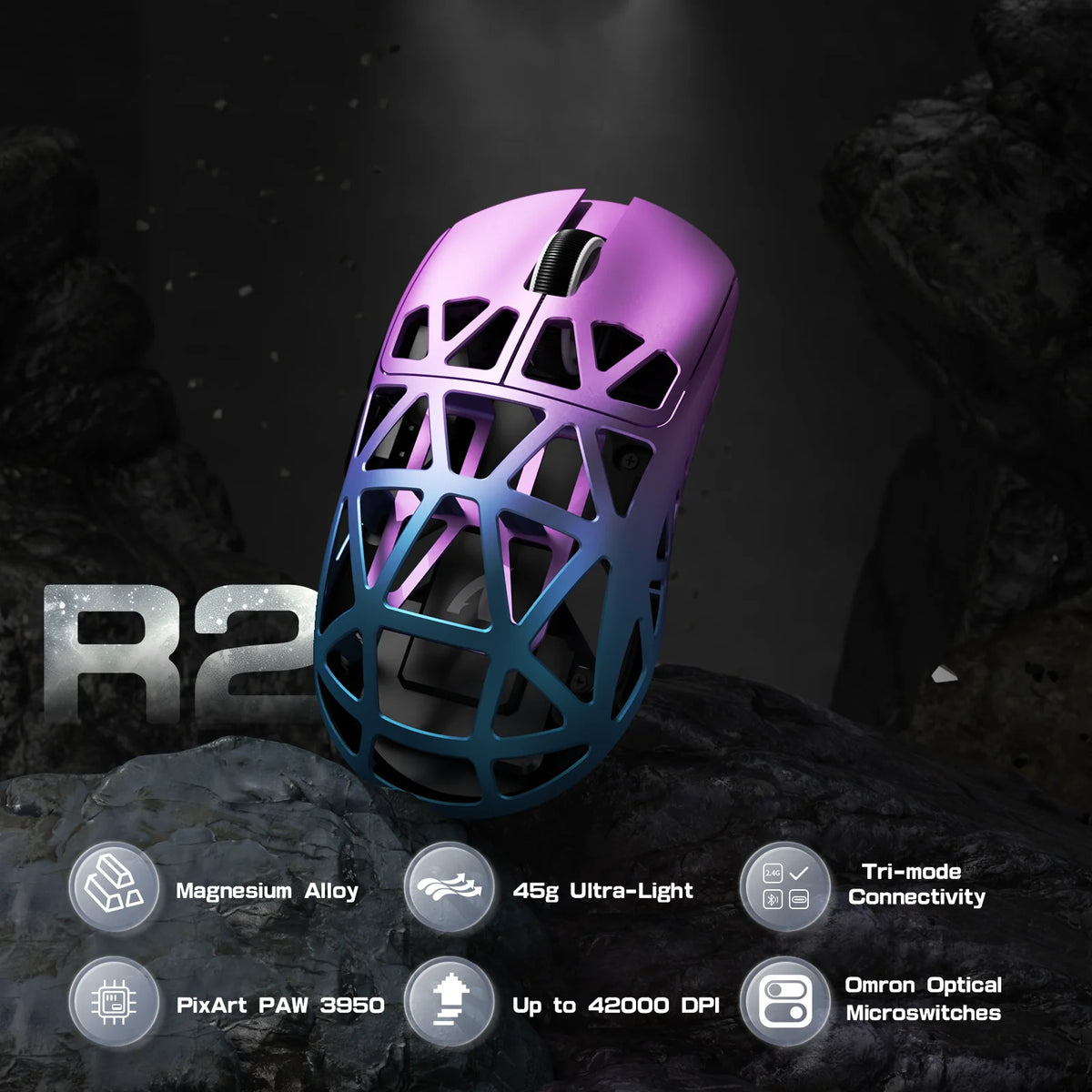 ATTACK SHARK R2 tri-mode programmable mouse, PAW3950 42000 DPI 8000Hz