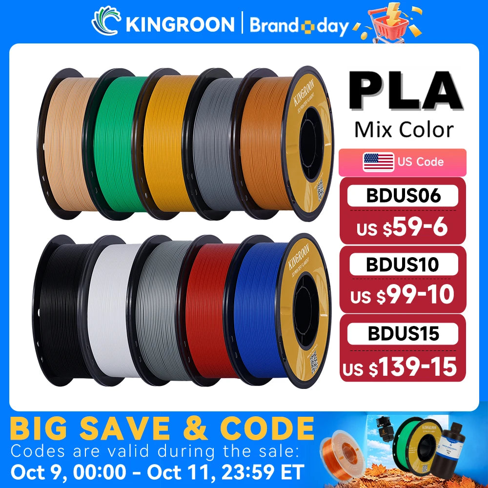 KINGROON PLA Filament 1.75mm 5/10KG PLA Plastic, Standard 1kg/roll