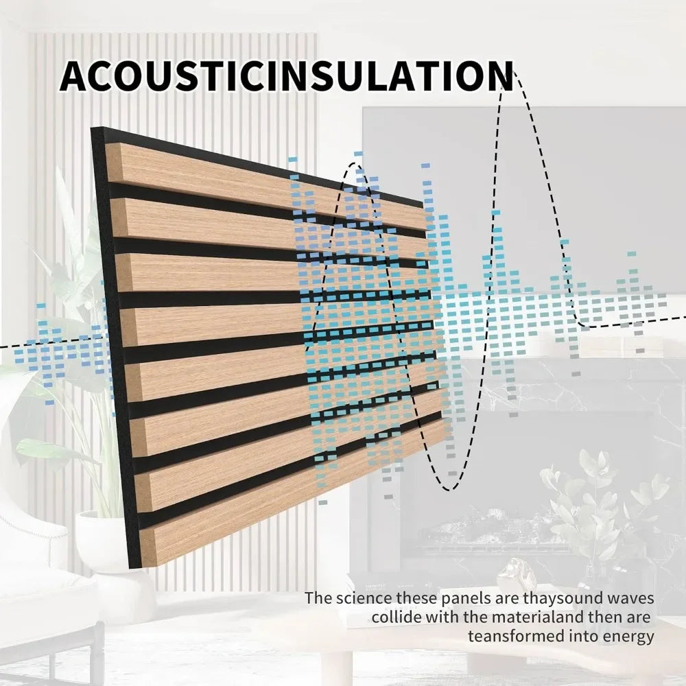 Wood Slat Wall Panels, 4 Pack Accent Decorative Acoustic Wood Slats for Wall and Ceilings