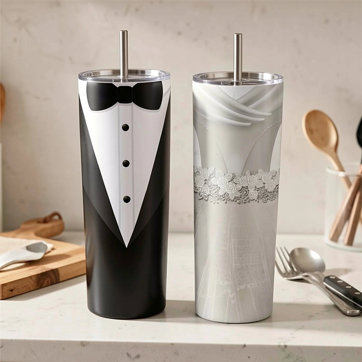 20oz Stainless Steel Water Bottle Set for Couples – Leak-Proof