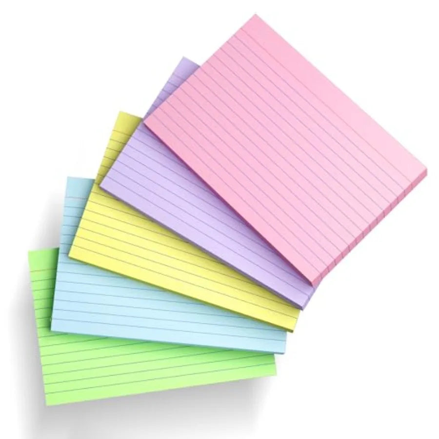 200 Count Index Cards 4x6 Inch, Colored Flash Card 40 Sheets Each