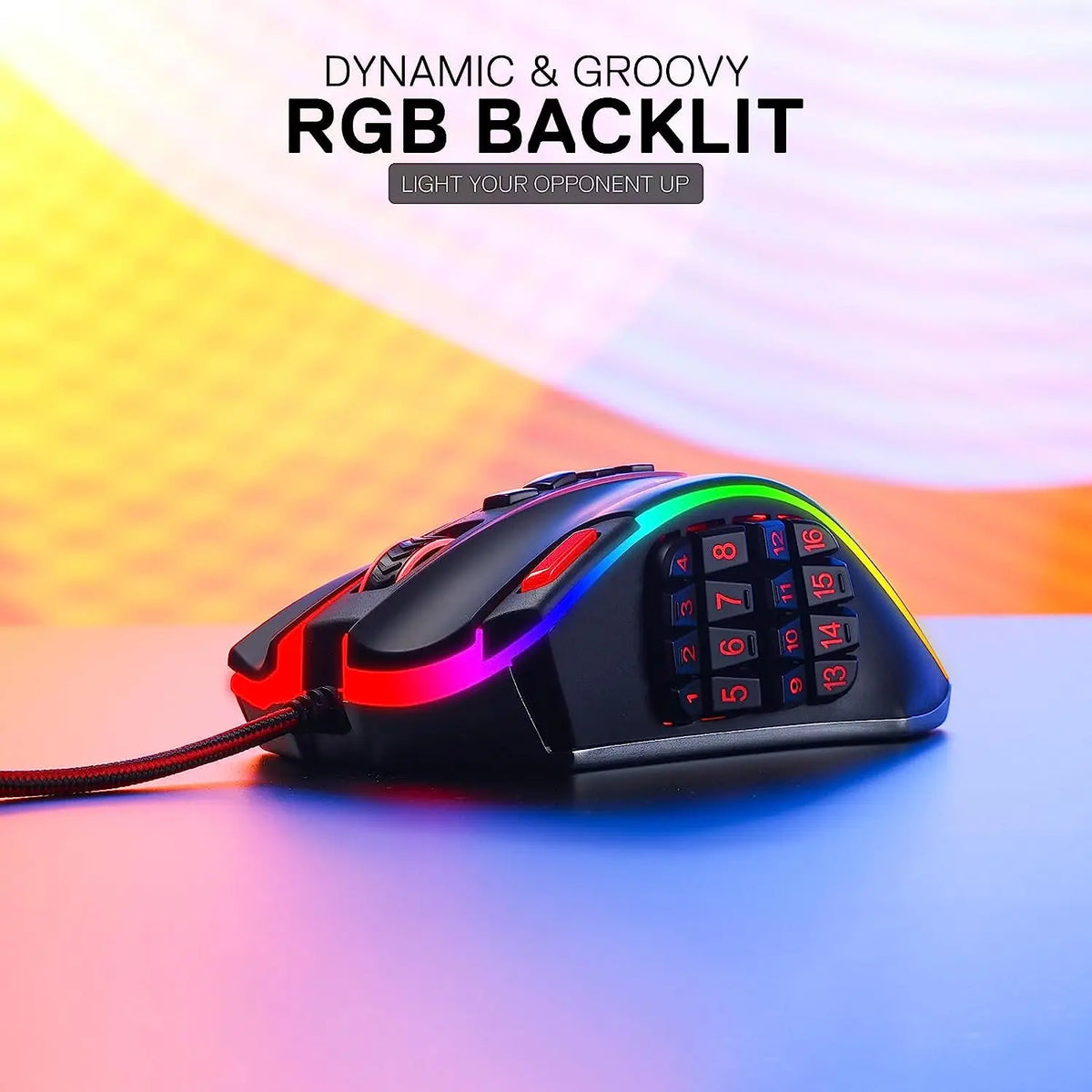 Redragon M990 MMO Gaming Mouse, 32000 DPI RGB, 16 Side Macro Keys