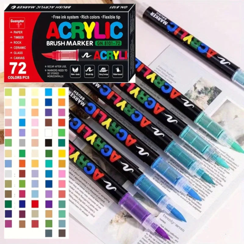 Acrylic Paint Markers,Waterproof Brush Tip Pen Quick Dry