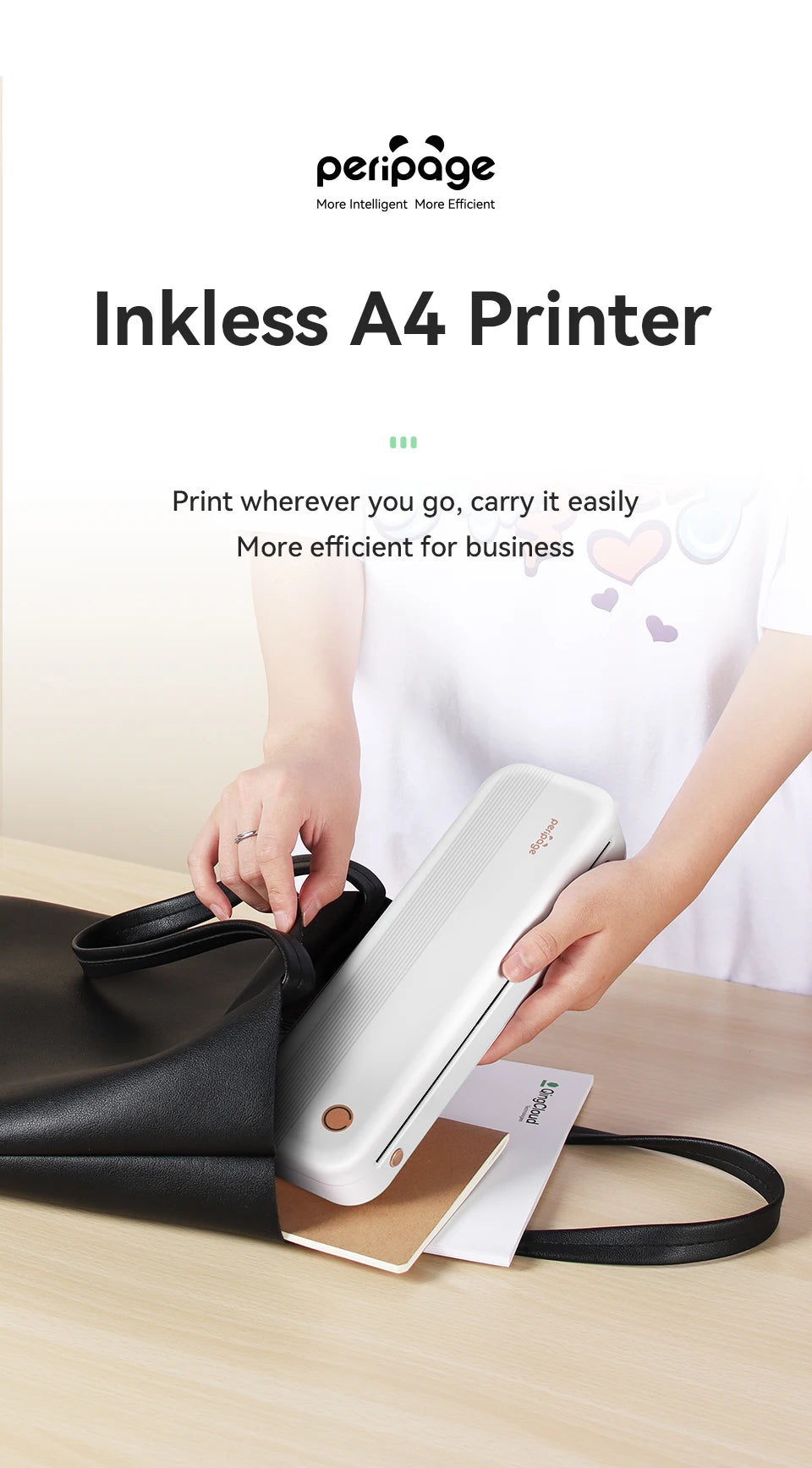 PeriPage P40 Portable Thermal Printer Wireless Inkless Mobile Printer