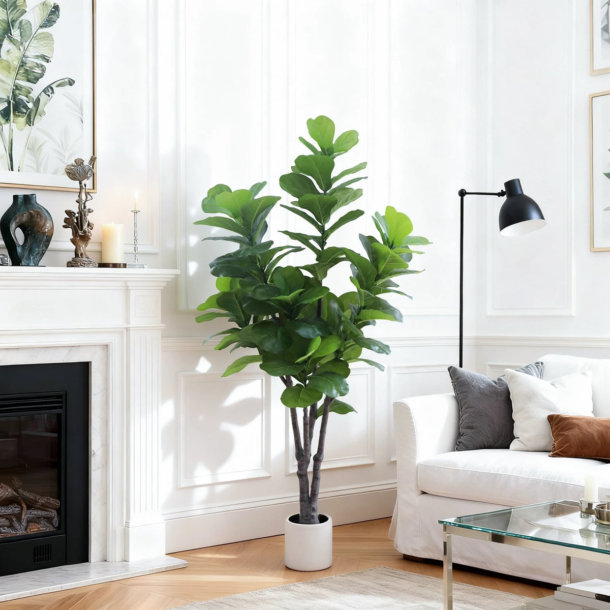 Lifelike Artificial Fiddle Leaf Fig Tree 6FT with Lifelike Leaves& Pebbles