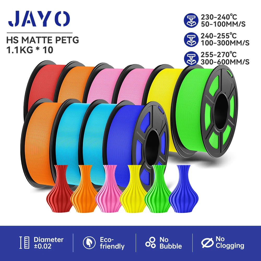 JAYO PETG/PLA PLUS/High Speed Matte PETG/PLA Filament 175mm 10 Rolls