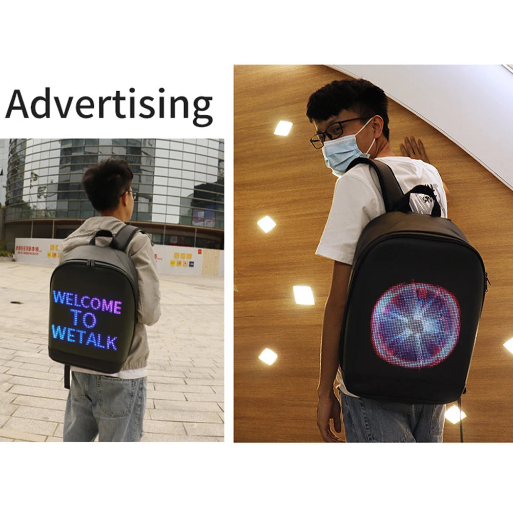 LED Screen Display Backpack Wireless Business Travel Laptop Bags