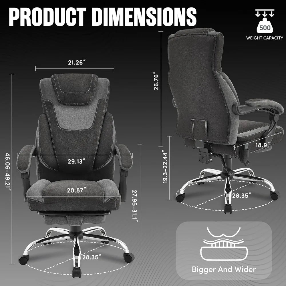 Massage Office Chair with Footrest,6-Point Vibration & Heat, 500LBS
