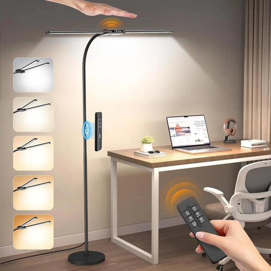 14W 2000LM LED Floor Lamp with Gesture & Remote Control, Dual Head