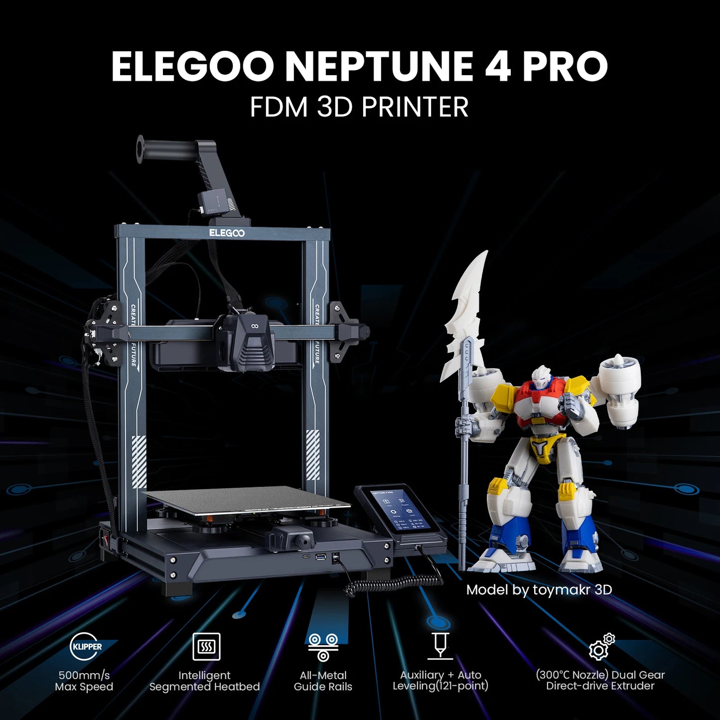ELEGOO NEPTUNE 4 PRO FDM 3D Printer, 500mm/s