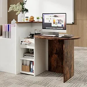 Reception Desk, 54" Large Retail Checkout Counter with Lockable Drawer