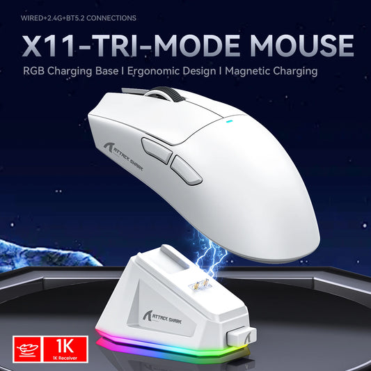ATTACK SHARK X11 Lightweight Wireless Gaming Mouse with RGB Backlight