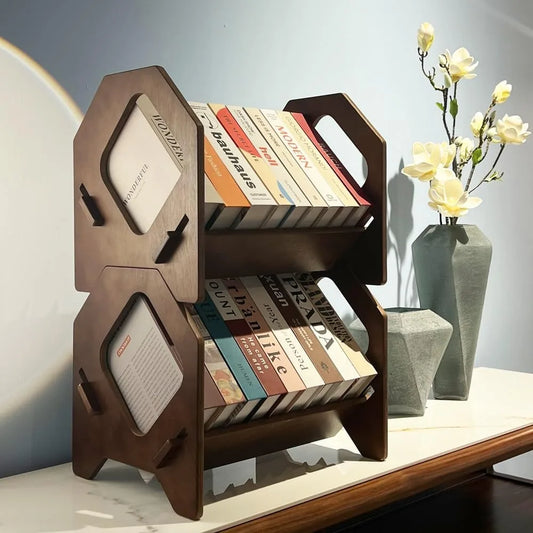 Compact Stackable Bookshelf Organizer with Handle