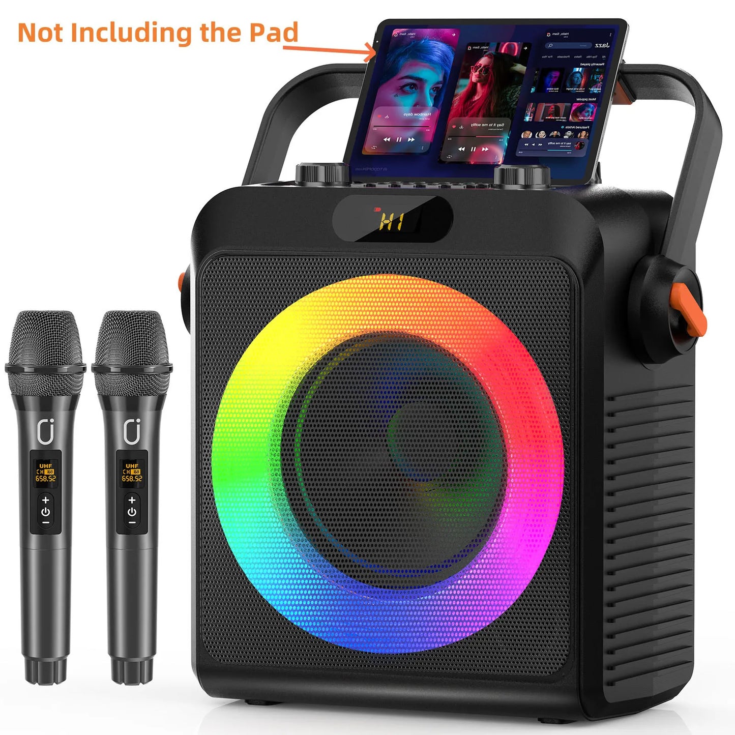 2 Wireless Microphones T19-T Karaoke Machine, Wireless Speaker PA System