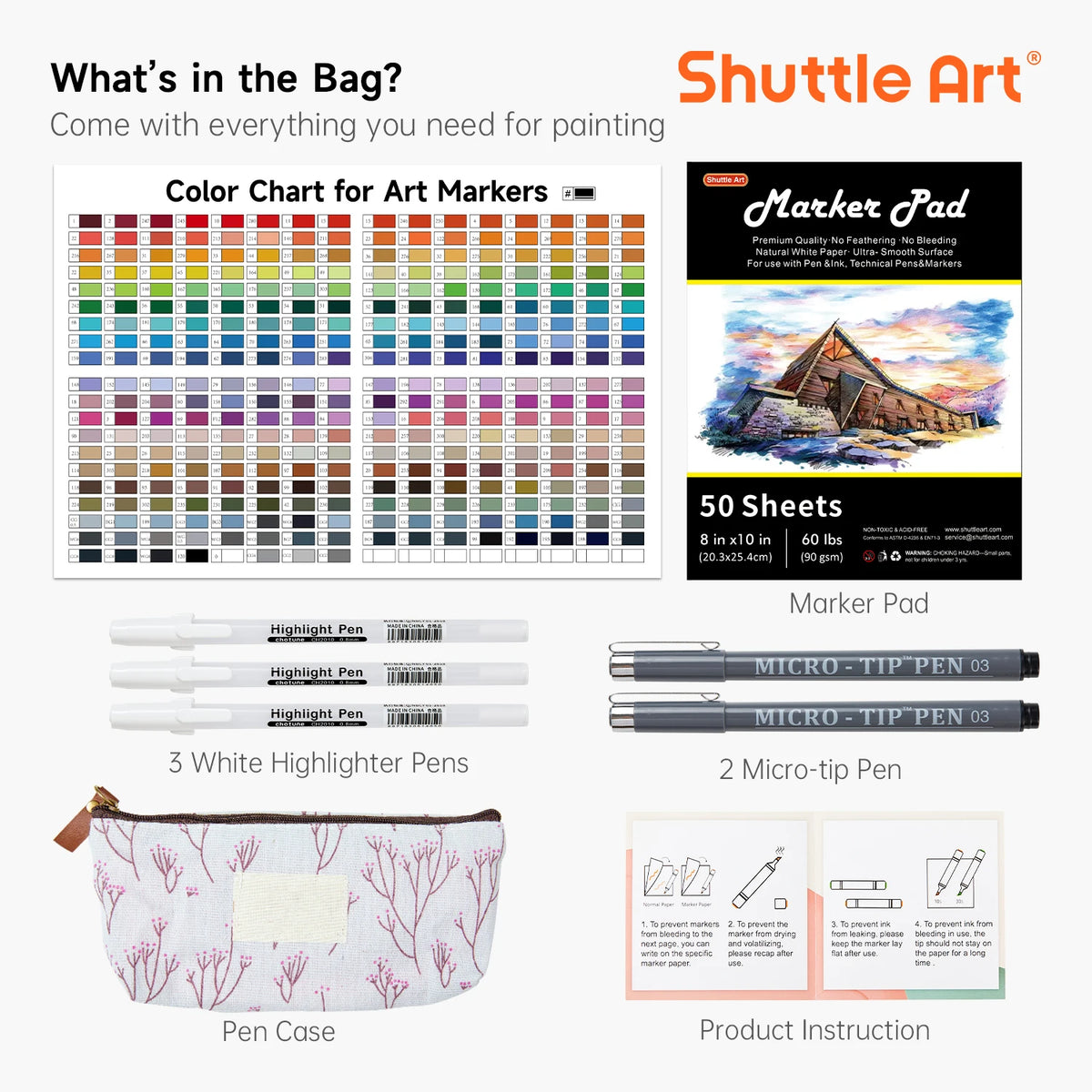 Shuttle Art 310 Colors Alcohol Markers, Marker Bag with Holders