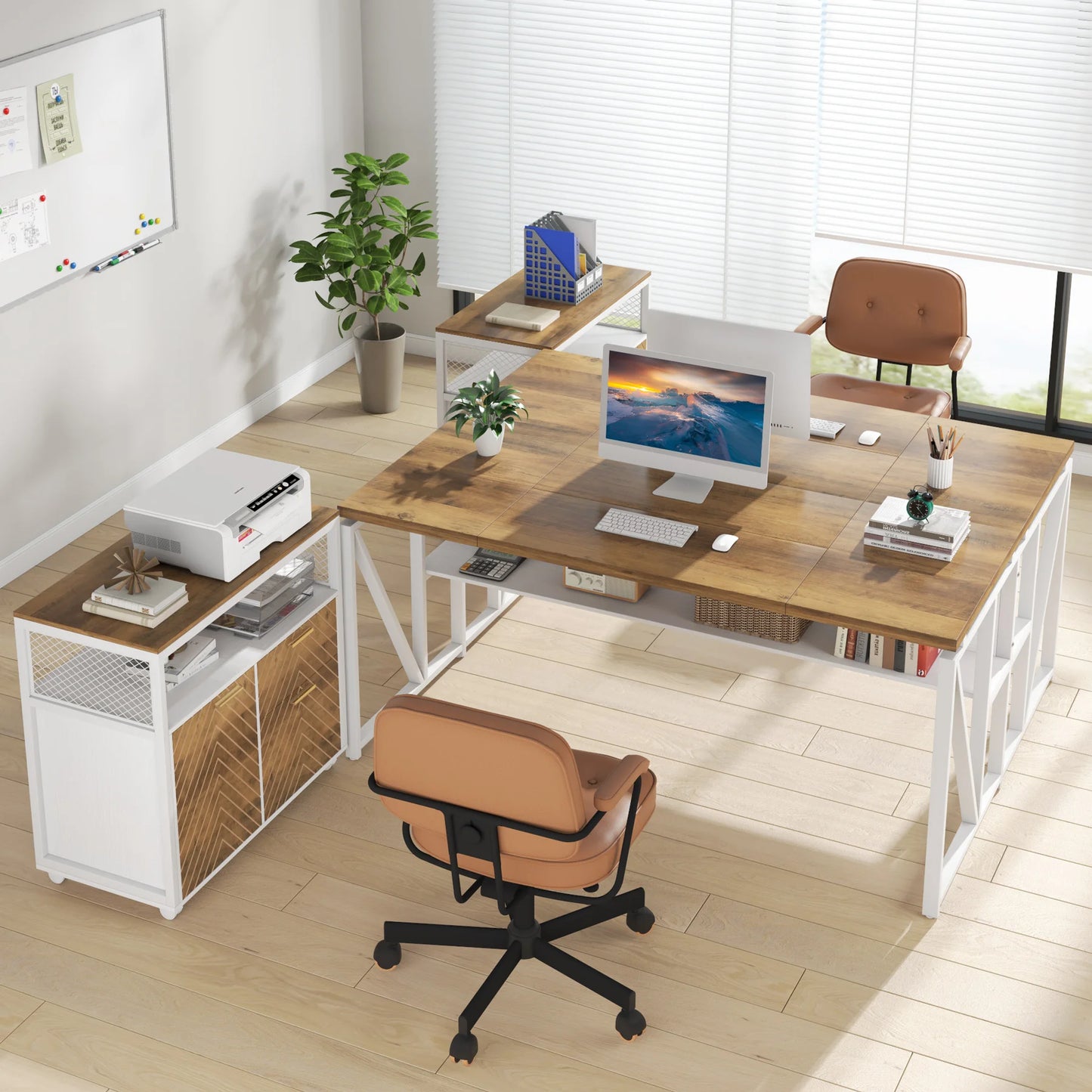 Tribesigns 63 inches Computer Desk with Bottom Storage Shelf