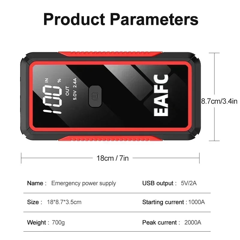 EAFC 2000A Jump Starter Power Bank Portable Charger