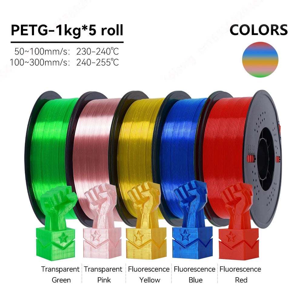 KINGROON 22LBS PETG filament 3D Printer Filament 5/10 Rolls 1KG