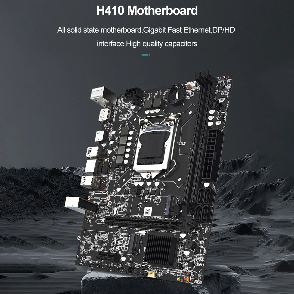 H410 Motherboard LGA 1200 DDR4*2 Memory M.2 NVME 64GB Max PCl-E16X Motherboard