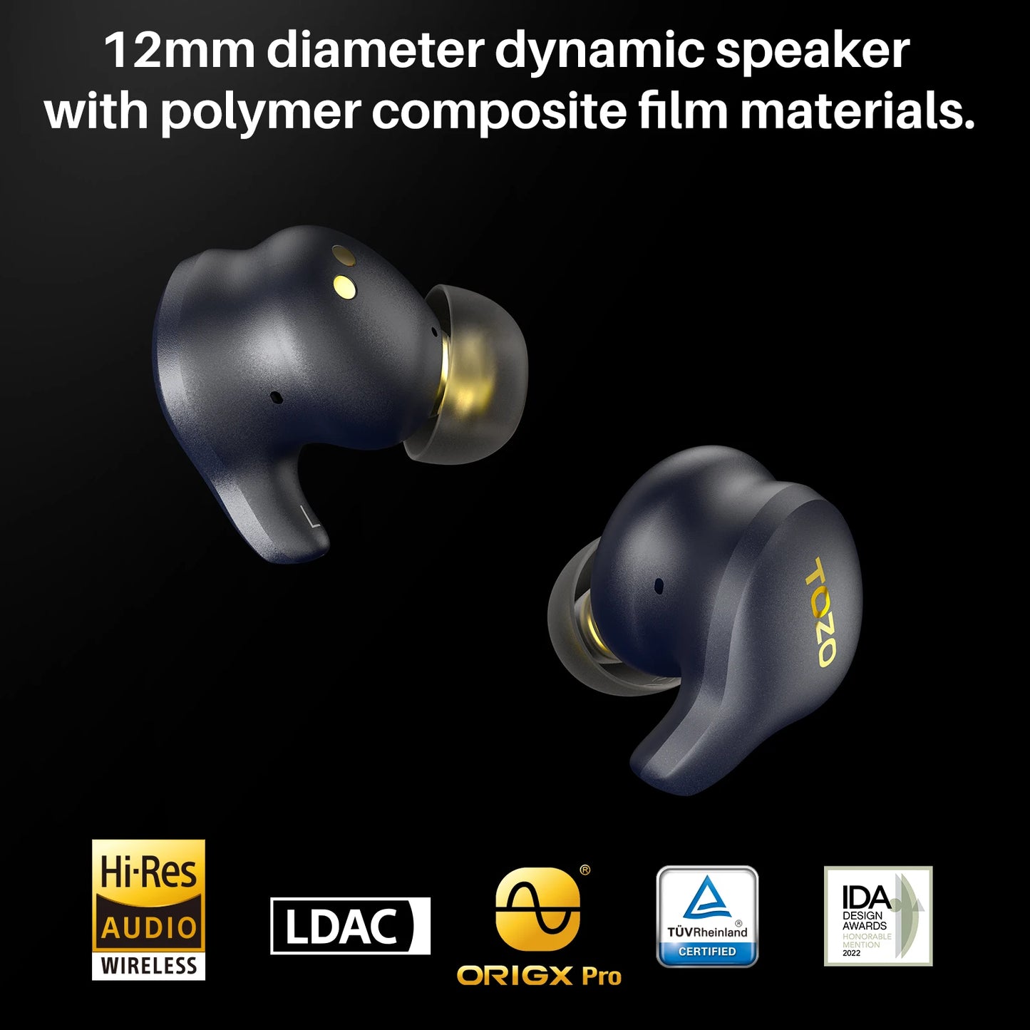 TOZO Golden X1 Wireless Earbuds LDAC & Hi-Res Audio Noise Cancellation