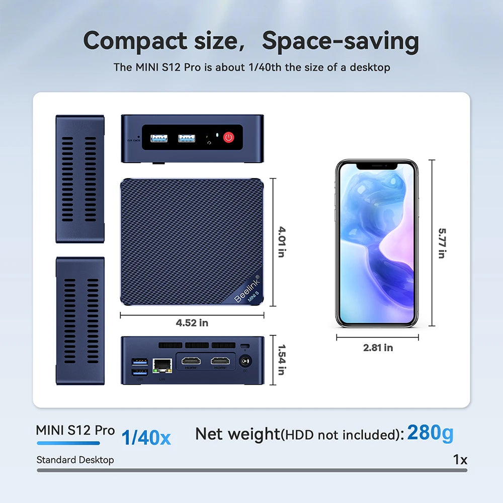 Beelink Mini S12 Inte 12th Gen N95 8G256G Mini S12 Pro N100 Mini PC