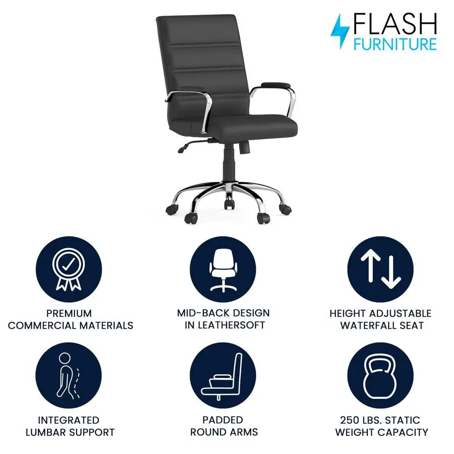 Furniture Whitney MidBack Swivel LeatherSoft Desk Chair